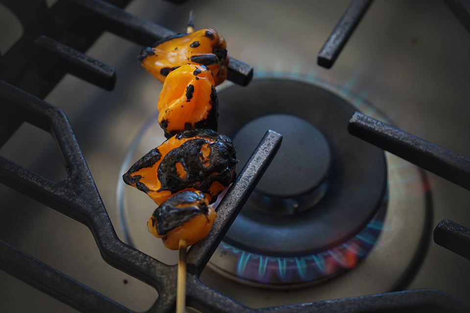 Edited Habaneros Over Stove Flame